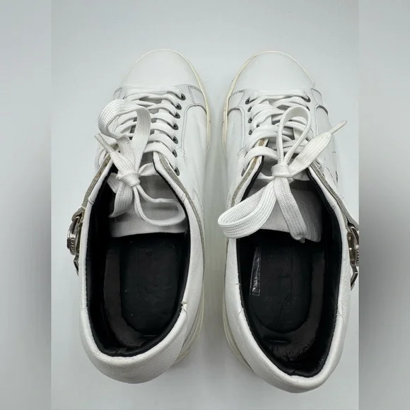 Versace Collection Medusa Strap White Leather Lace Up Sneakers Men's EUR 41 - Picture 9 of 13